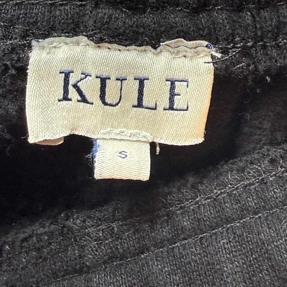 KULE Mens Small Black Sweatpants Joggers Signature Tab Elastic‎ Waist Cuffed S